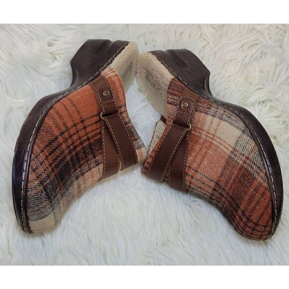 B.O.C. Born MAE Orange Wool Plaid Lined Clog Women's Size 8M Heels - Picture 4 of 11